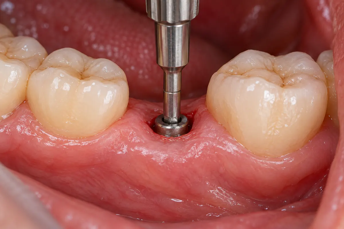 Clinical illustration: place the fixture and allow healing during dental implants
