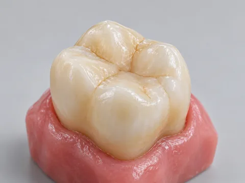 Shade-matched composite filling blending with natural ivory enamel