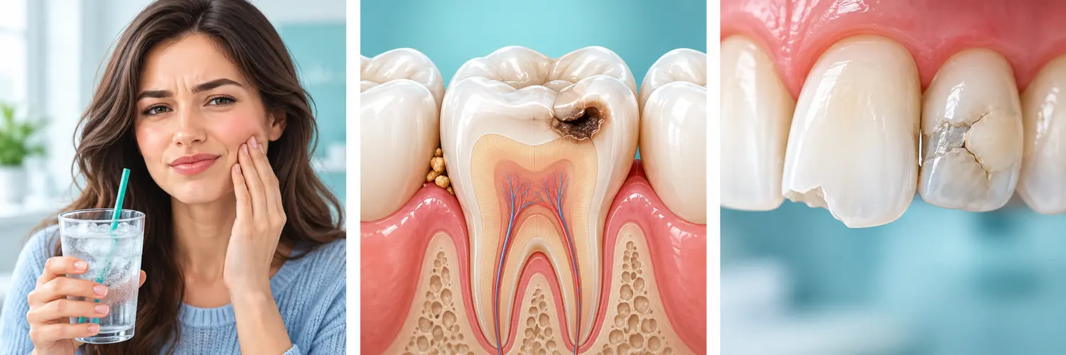Illustration of brief tooth sensitivity after a cold drink