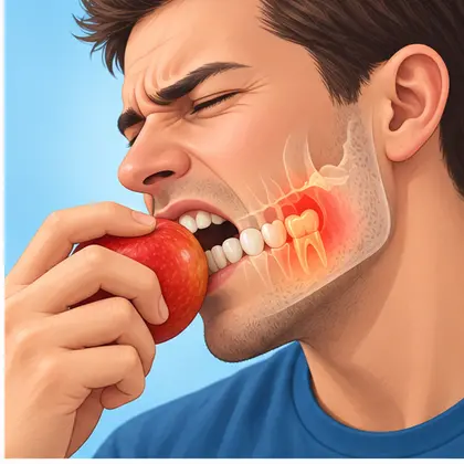 Pain while biting illustration