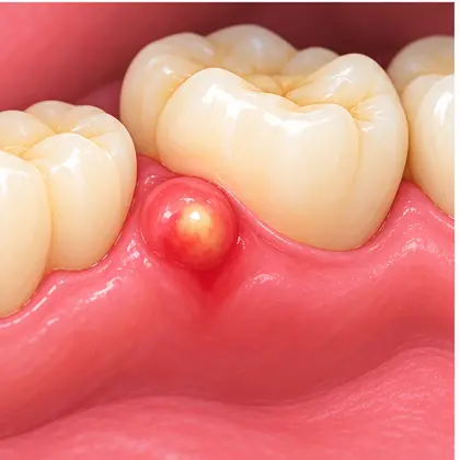 Gum swelling beside an infected tooth illustration